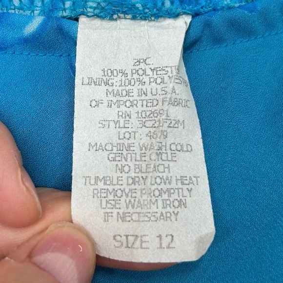 Vintage Y2K Maxi Skirt Floral Teal Green Daisy Slip Made in USA Size Large - Picture 6 of 6